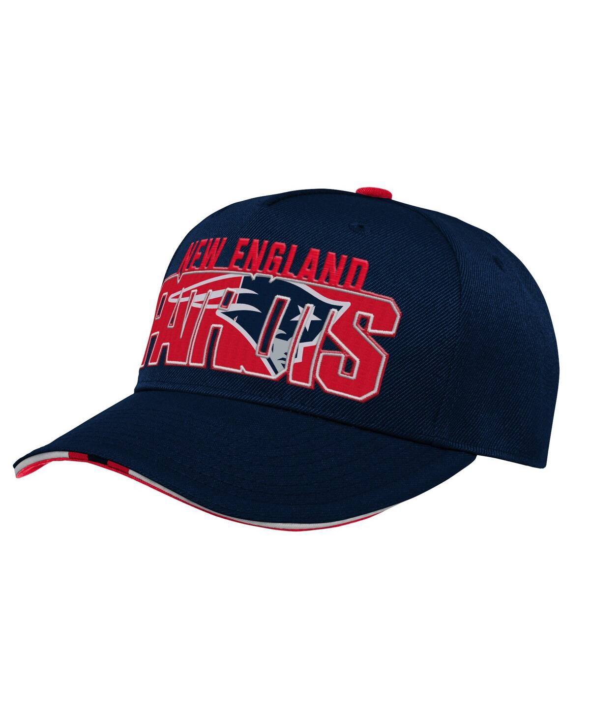 Outerstuff Kids' Big Boys And Girls Navy New England Patriots On Trend Precurved A-frame Snapback Hat