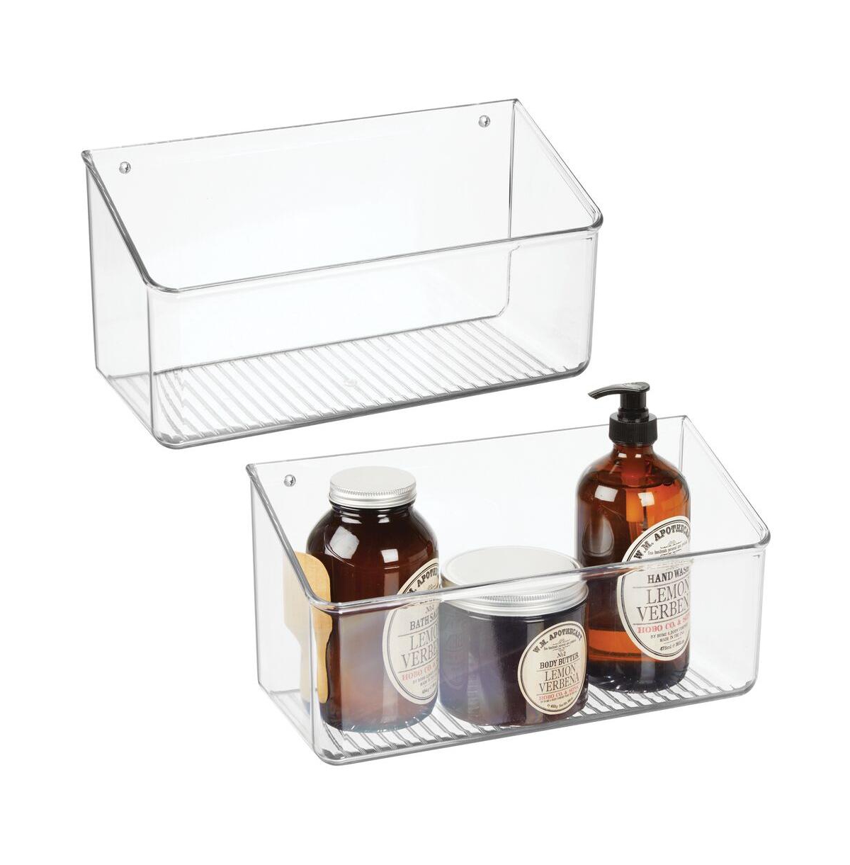 Plastic Wall Mount Organizer - 12" Wide Hanging Caddy - 2 Pack - Clear - Clear