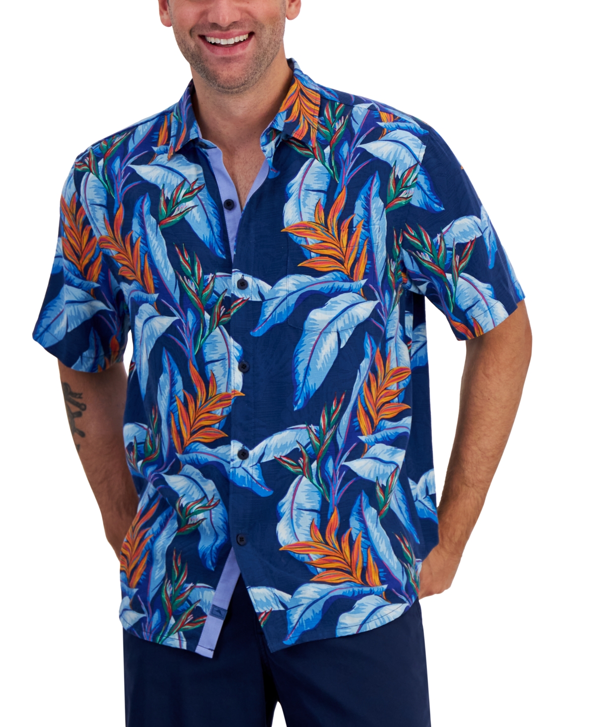 Tommy Bahama Men's Hot Tropics Floral-print Button-down Shirt In Bering Blue