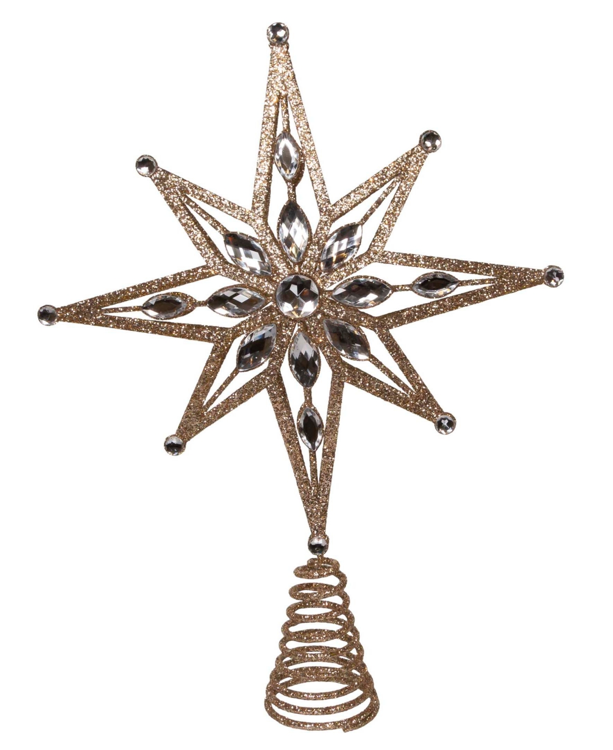 Kurt Adler 11" Un-lit Glittered Jeweled Star Treetop In Gold