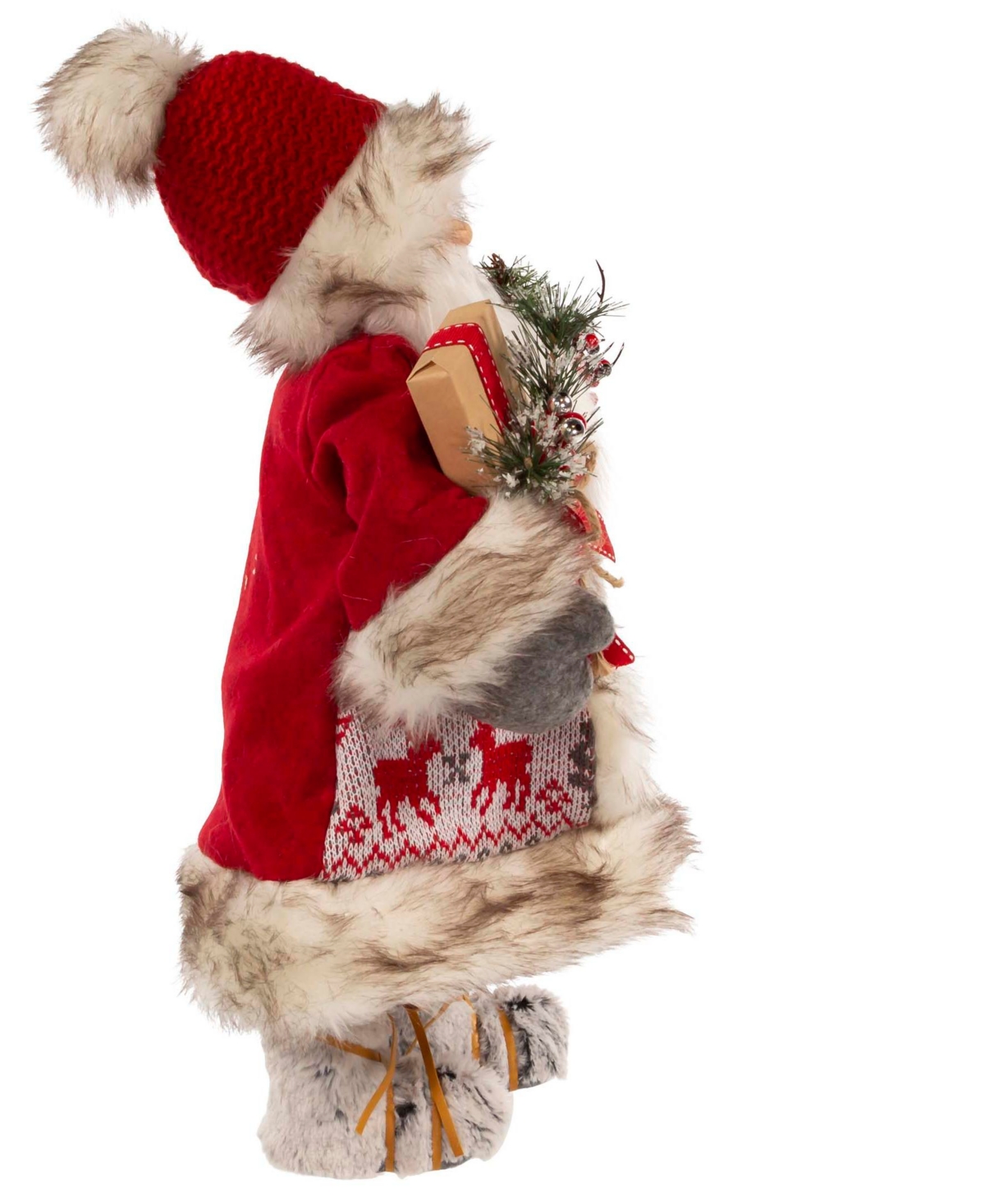Kurt Adler 18" Santa With Gift Box And Bells In White