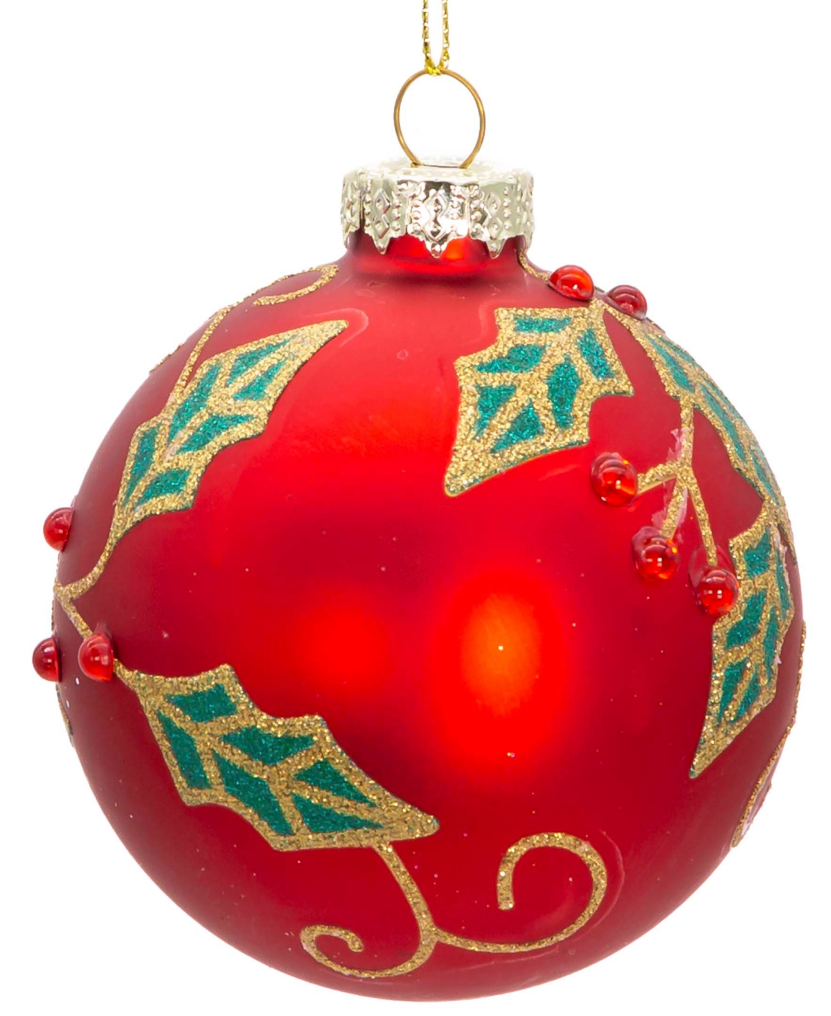 Kurt Adler 80mm Glass Berry and Holly Leaves 6 Piece Ball Ornament Set