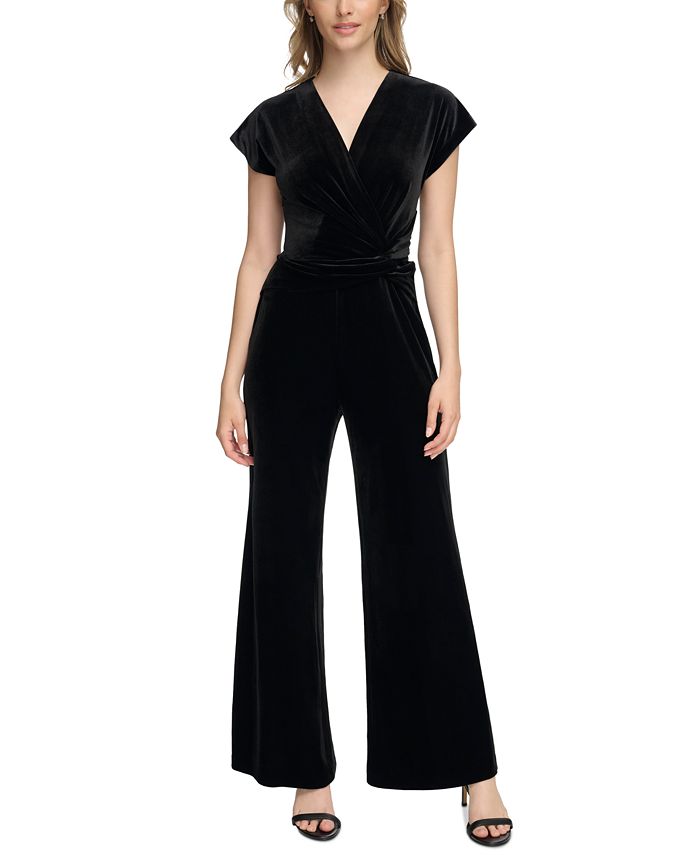 Macy's black jumpsuit petite cheap