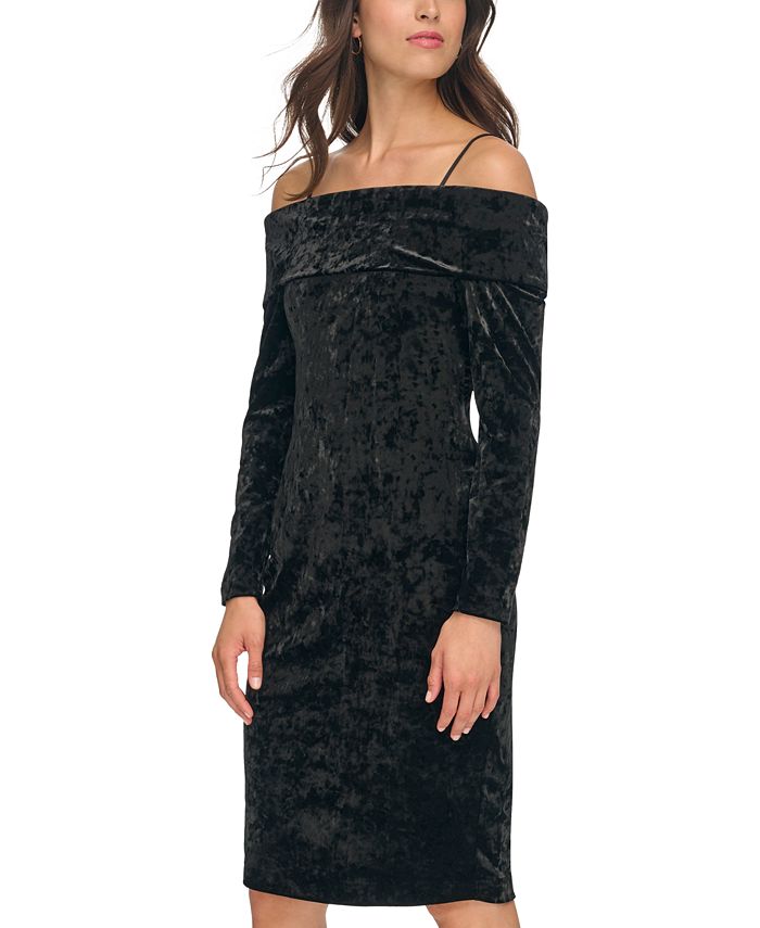 Calvin Klein Women s Velvet Off The Shoulder Sheath Dress Macy s