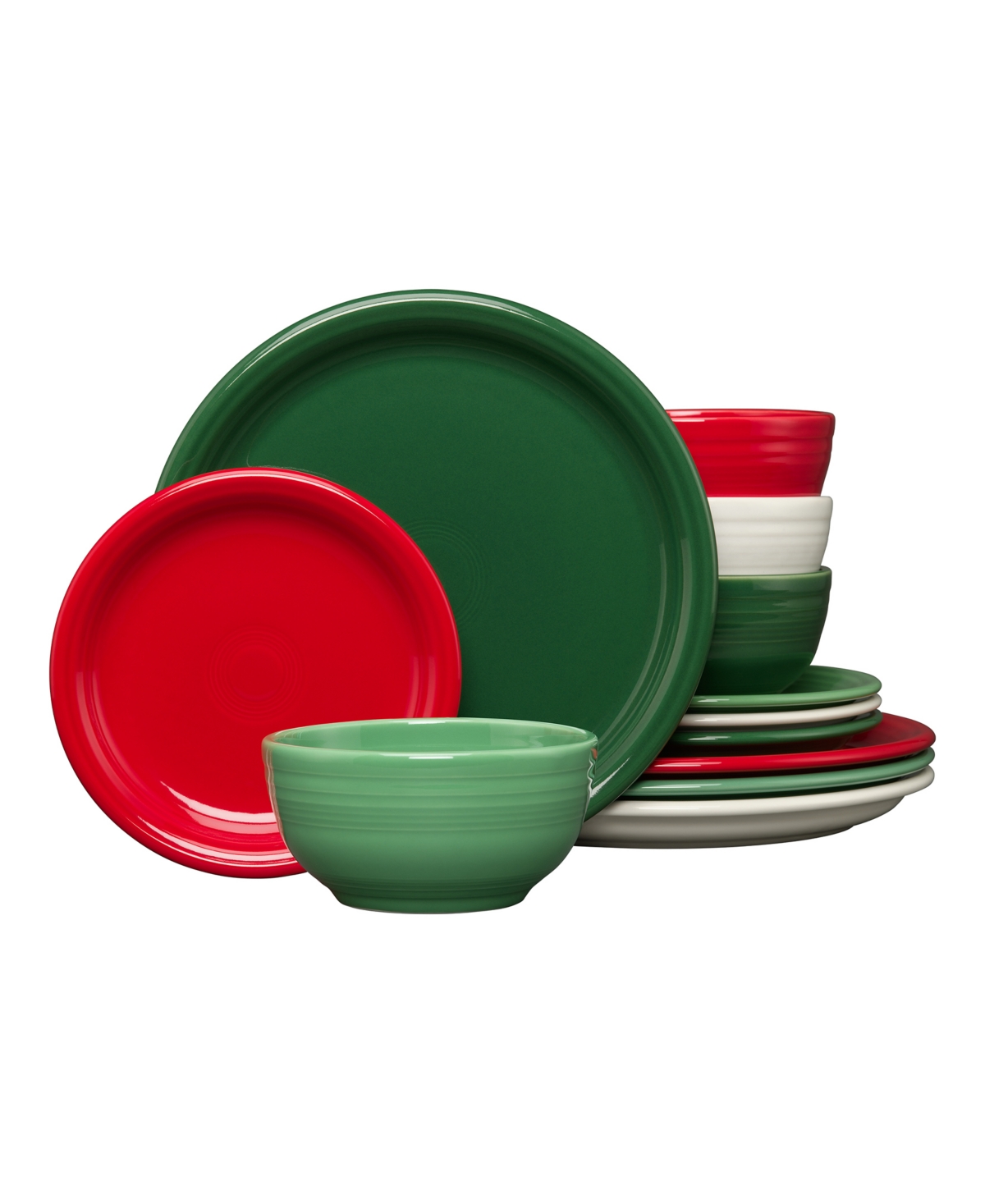 Christmas Mixed Colors 12-Pc Bistro Dinnerware Set, Service for 4 - Mixed Chri