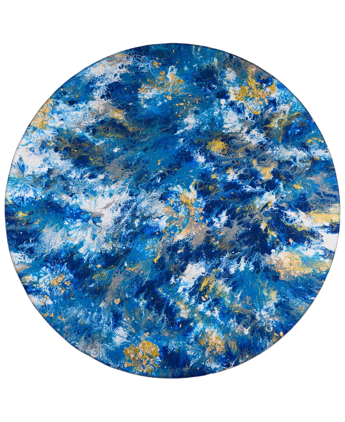 Addison Karina Outdoor Washable Akc47 8' X 8' Round Area Rug In Blue