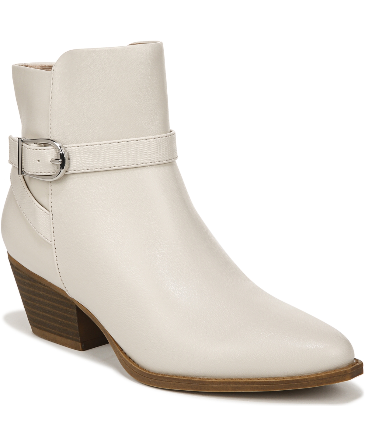 Roxanne Booties - Bone White Faux Leather