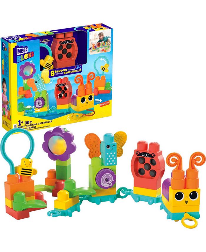 Mega Bloks Fisher-Price Sensory Toy Blocks Move and Groove Caterpillar ...