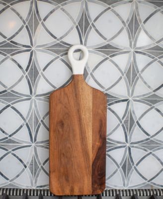Wood Plus White Collection Acacia Wood Rectangle Charcuterie Board