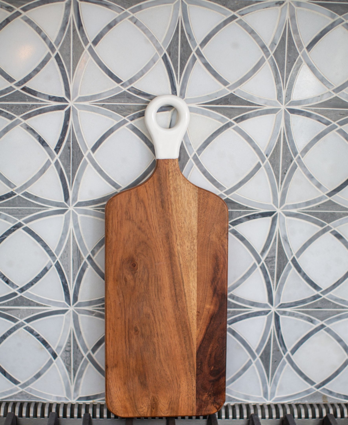 Jeanne Fitz Wood Plus White Collection Acacia Wood Rectangle Charcuterie Board - Brown and White