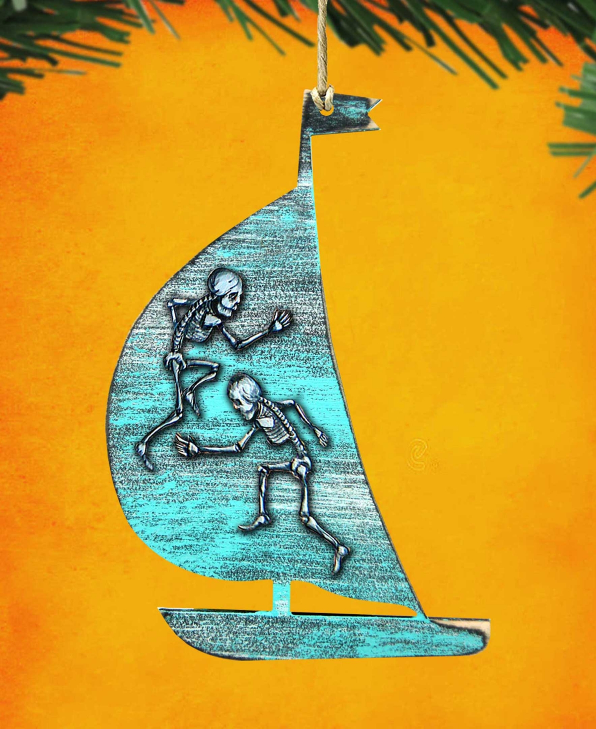 Designocracy Holiday Wooden Ornaments Halloween Skeletons Sailboat Home Decor Set of G. DeBrekht