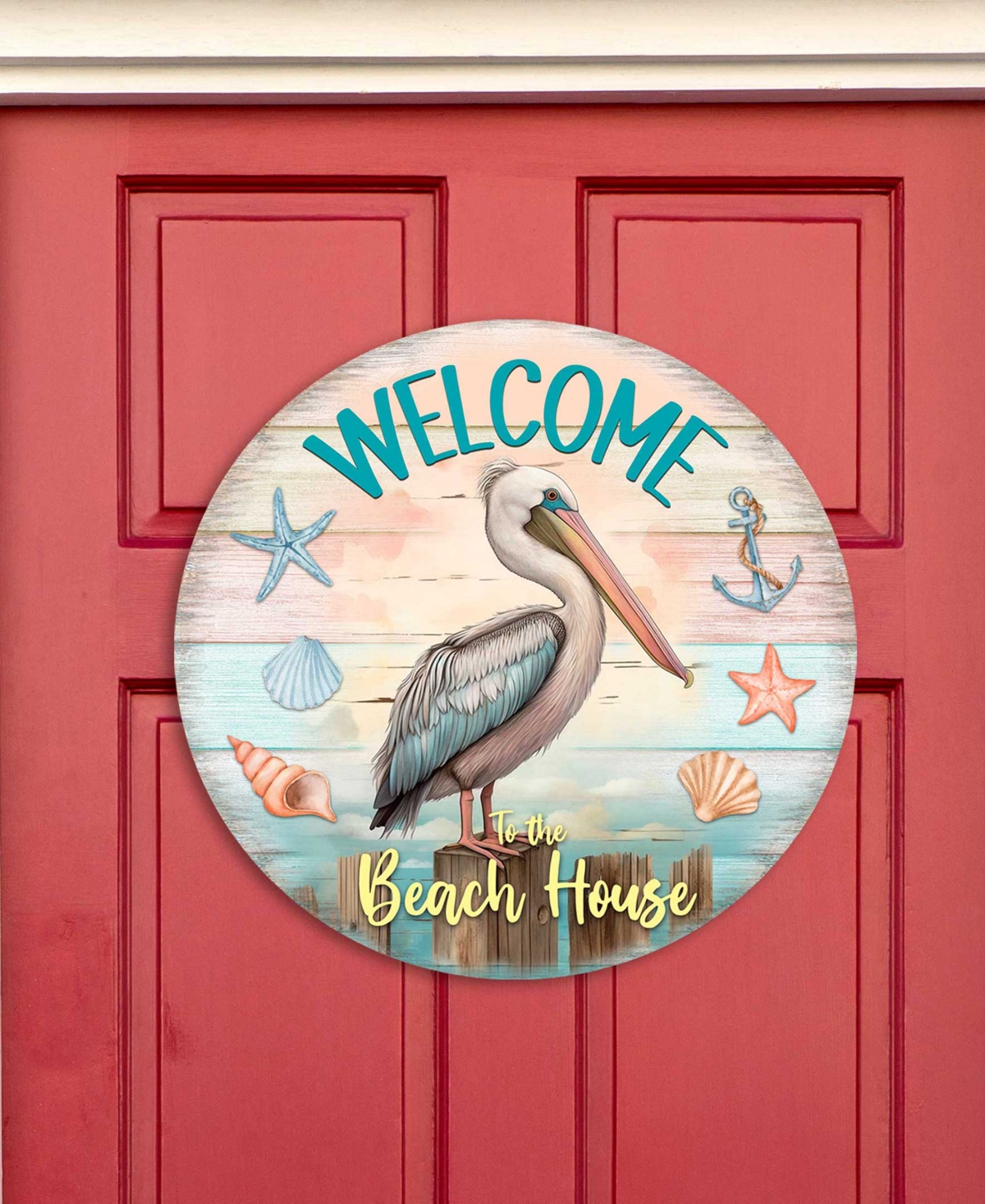 Designocracy Holiday Wooden Door Decor Welcome Sign Pelican Welcome Sign G. Debrekht In Multi Color