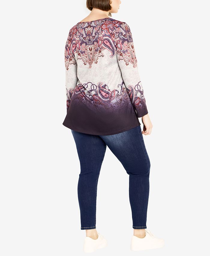Plus Size Callie Placement Long Sleeve Top