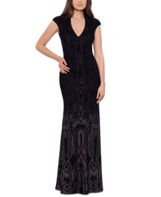 Betsy & Adam - Women's Ombr&eacute; Cap-Sleeve Glitter Dress