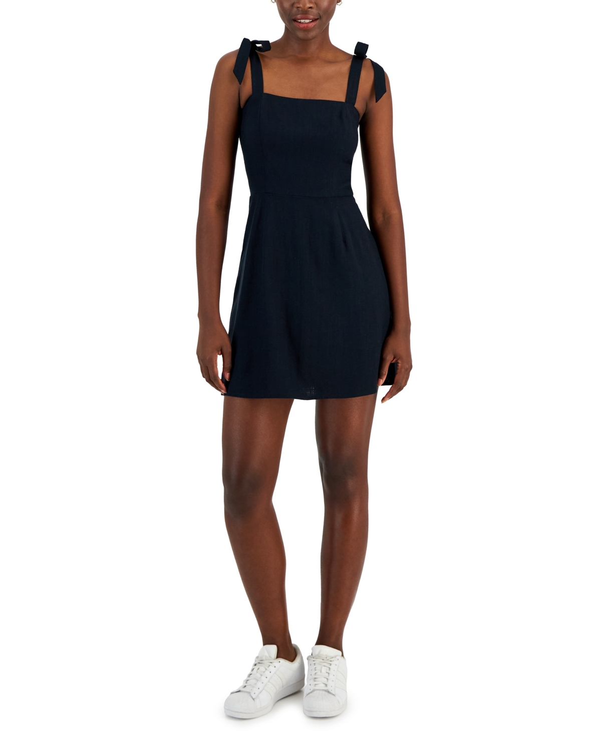 And Now This Women's Linen-blend Mini Dress, Created For Macy's In Black