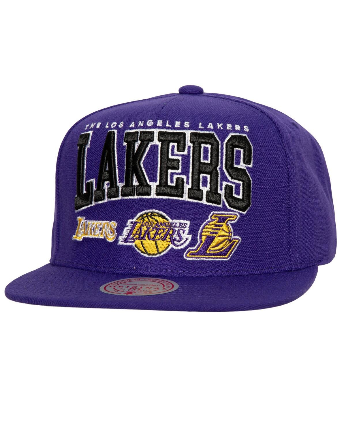 Shop Mitchell & Ness Men's  Purple Los Angeles Lakers Champ Stack Snapback Hat