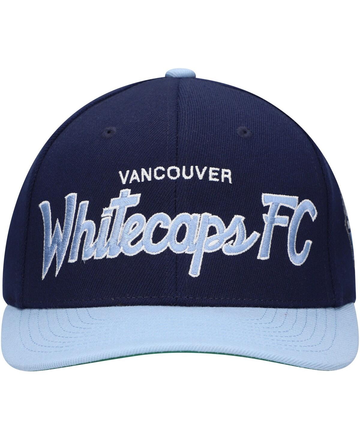 Mitchell & Ness Men's  Deep Sea Blue Vancouver Whitecaps Fc Team Script 2.0 Stretch Snapback Hat In Blue