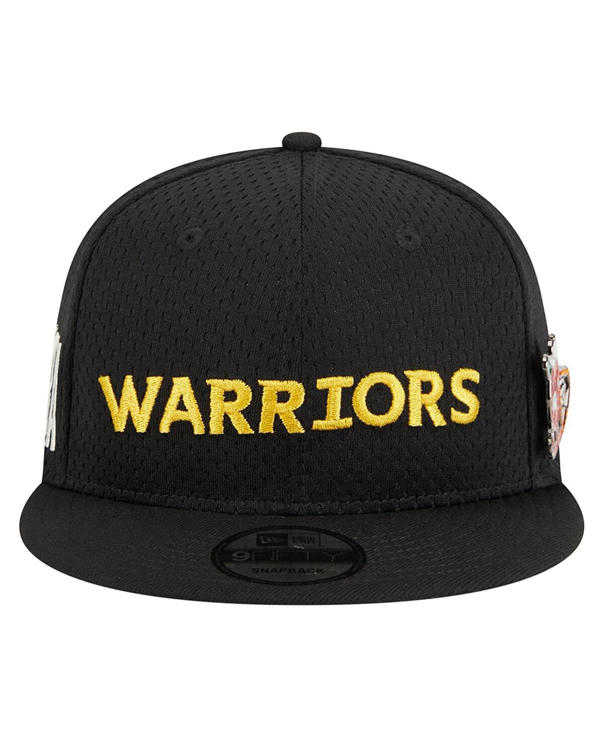Men's New EraGolden State Warriors Post-Up Pin Mesh 9FIFTY Snapback Hat - Black