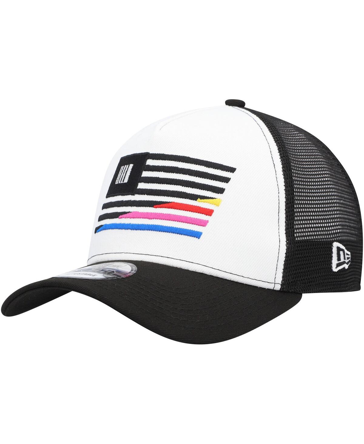 New Era Men's  Black, White Nascar 9forty A-frame Trucker Snapback Hat In Black,white