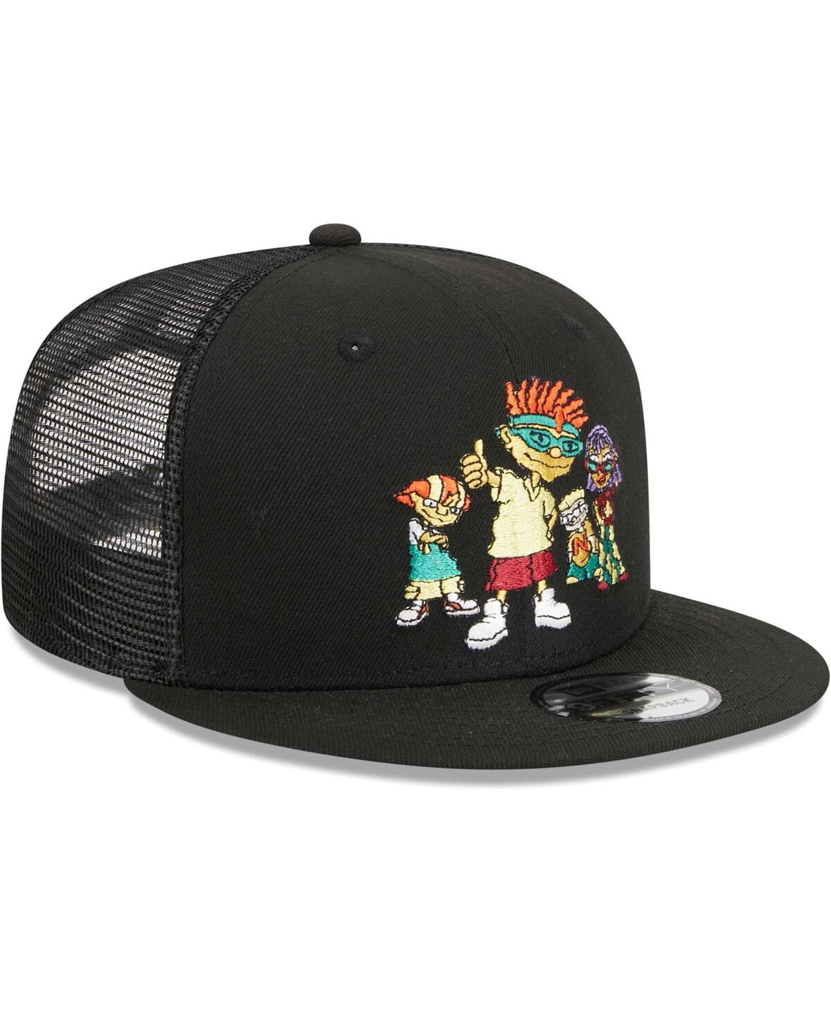 NEW ERA MEN'S NEW ERA BLACK ROCKET POWER TRUCKER 9FIFTY SNAPBACK HAT 