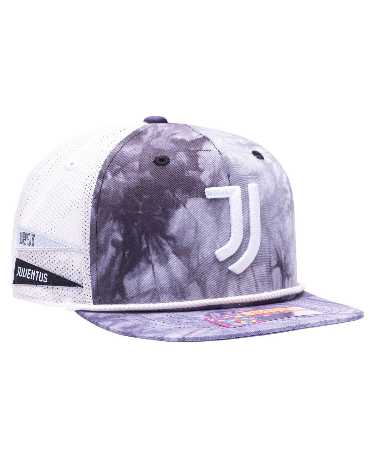 Shop Fan Ink Men's Juventus Woodstock Tie-dye Trucker Snapback Hat In Black
