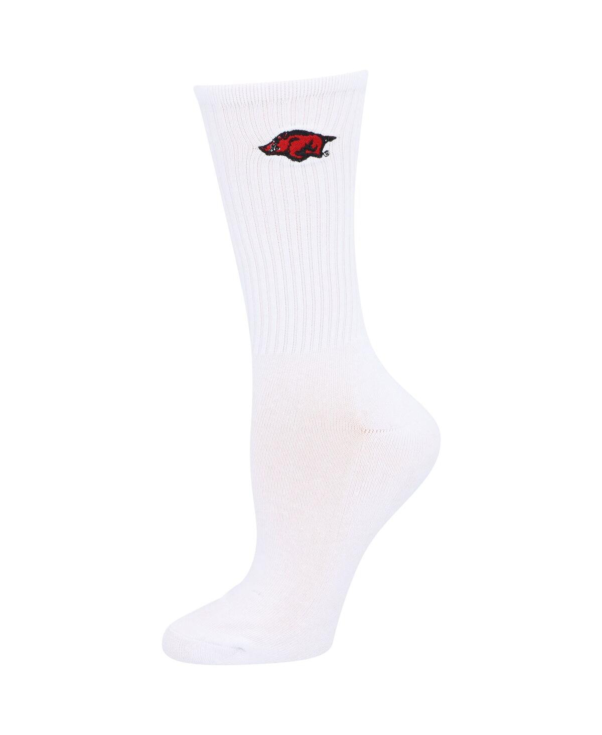 ZOOZATZ WOMEN'S ZOOZATZ CARDINAL, WHITE ARKANSAS RAZORBACKS 2-PACK QUARTER-LENGTH SOCKS 