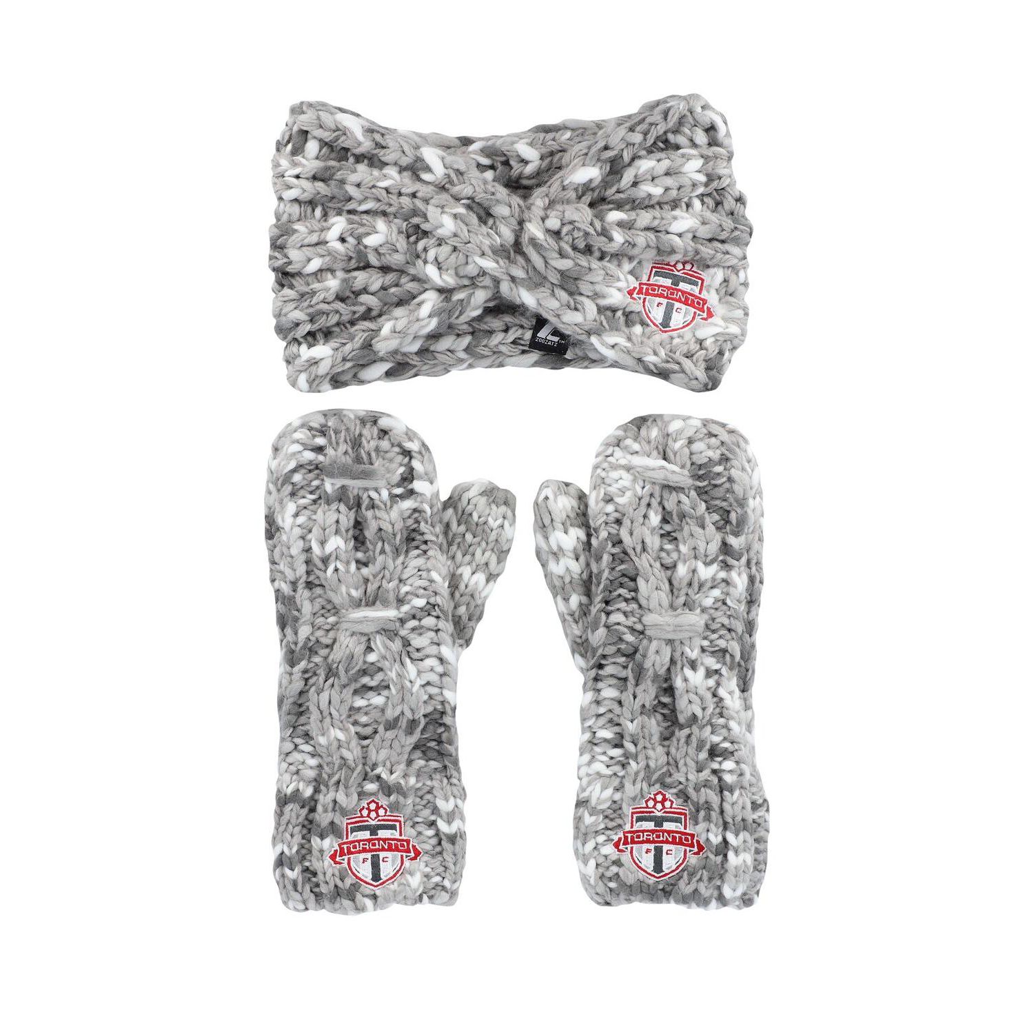 Women's Gray Toronto FC Marled Headband and Mittens Set