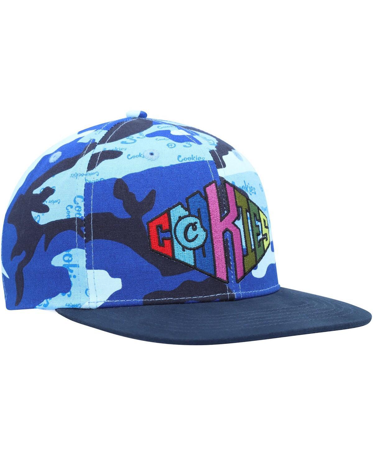 Shop Cookies Men's  Blue, Camo Across The Board Snapback Hat In Blue,camo