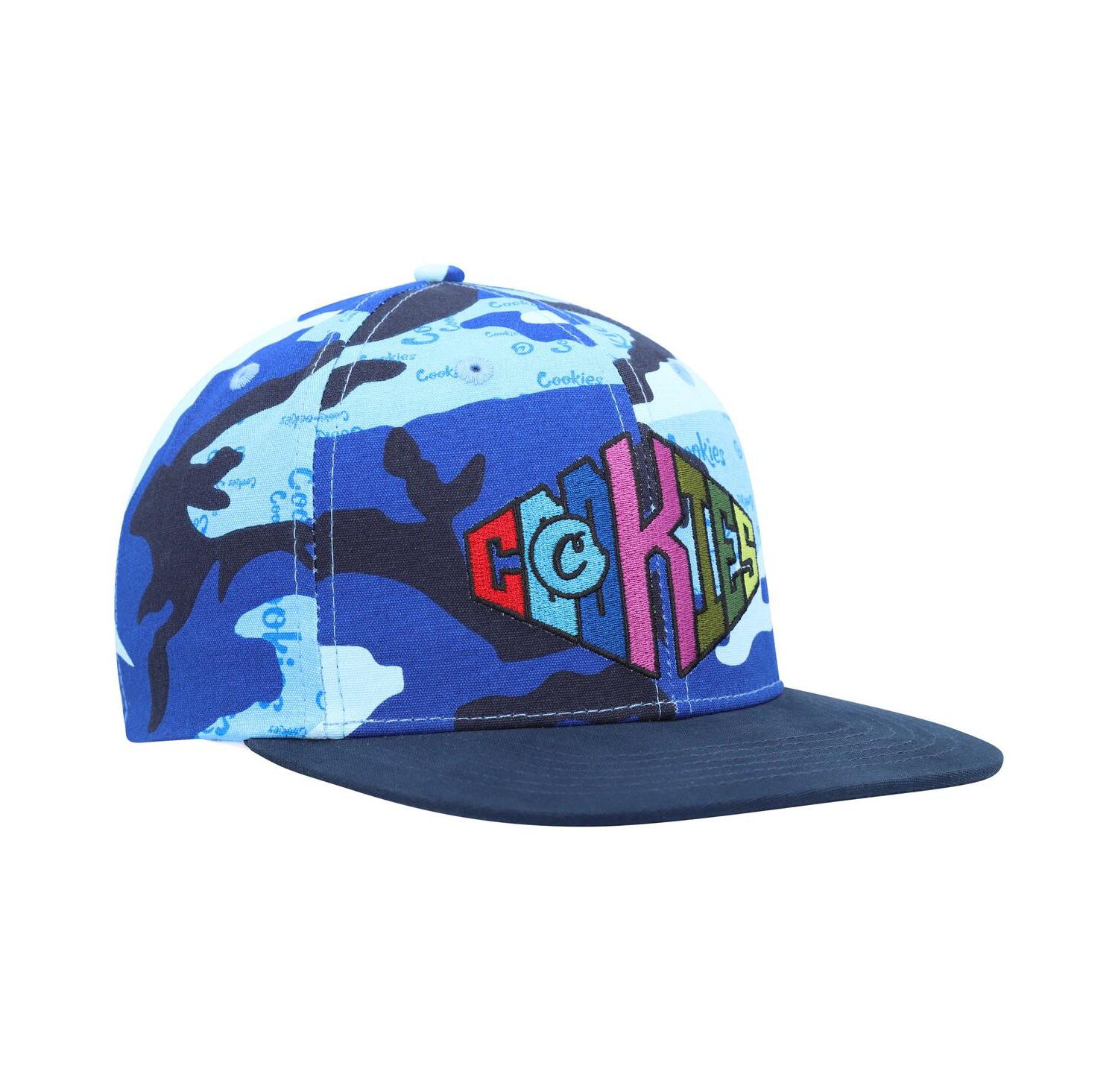 Men's Blue, Camo Across the Board Snapback Hat