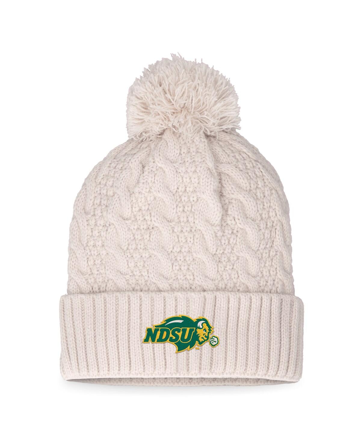 Women's Top of the World Cream Ndsu Bison Pearl Cuffed Knit Hat with Pom - Cream