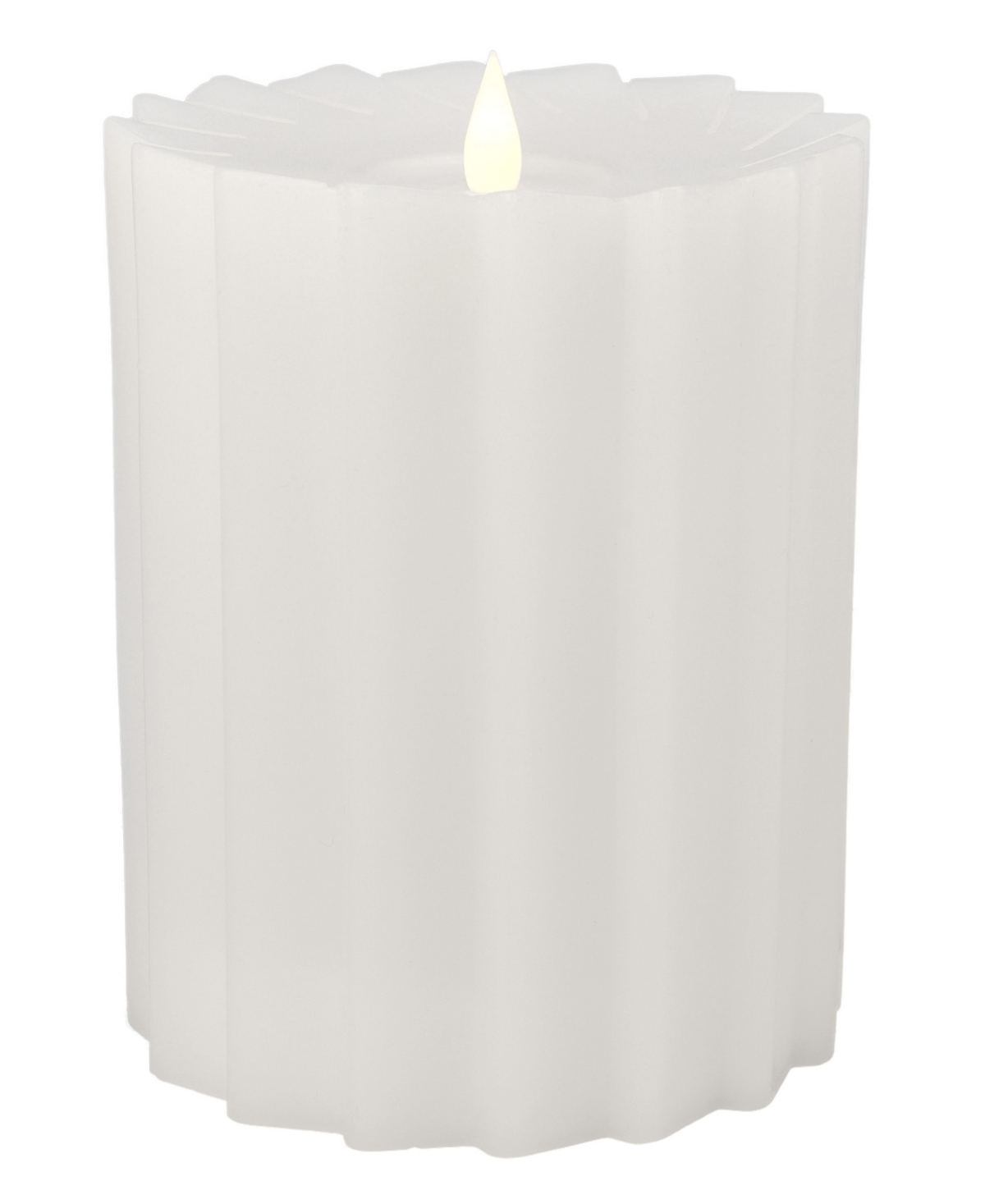 Seasonal Sutton Fluted Motion Flameless Candle 5 X 7 In White