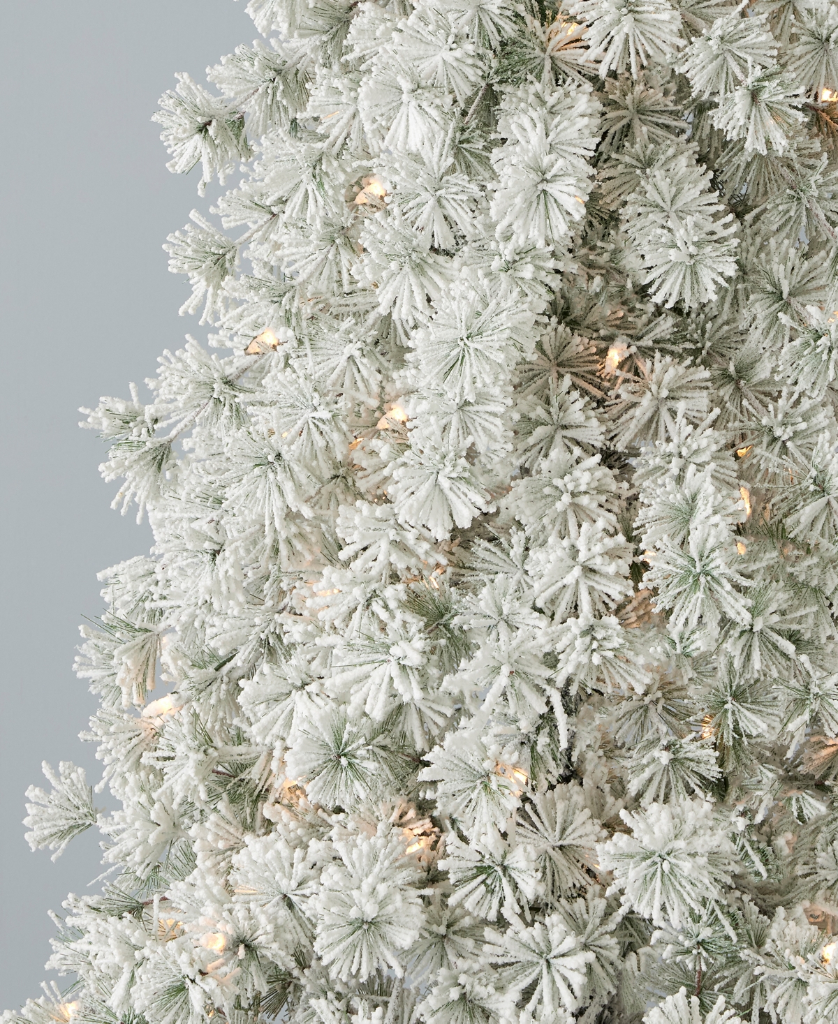 Seasonal Flocked Winter Fir 7.5' Pre-Lit Flocked Hard Needle Tree with Metal Stand 735 Tips, 300 Warm Led Remote, Ez-Connect, Storage Bag