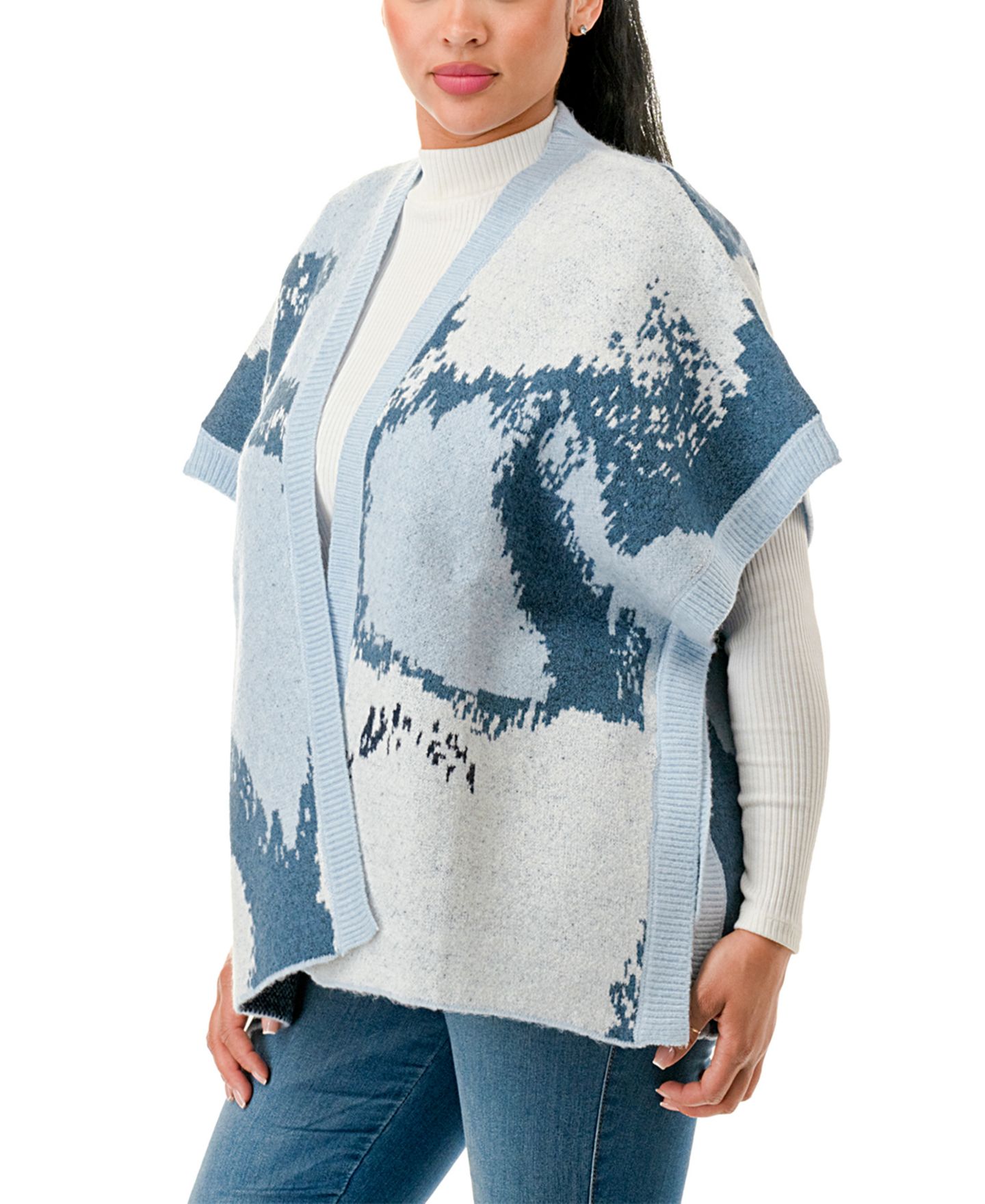 Женский шарф Marcus Adler Abstract Print Knit Topper, цвет: Синий — фото 3