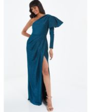 SHEIN Modely Plus One Shoulder Cloak Sleeve Wrap Dress