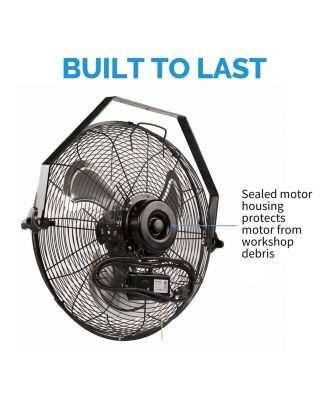 18" High Velocity Wall Mount Fan, Heavy Duty Outdoor Fan, Adjustable Tilt and 3 Speeds up to 4012 CFM, Pull Chain Switch