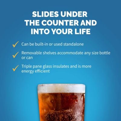 15" Built-in 96 Can Beverage Fridge in Black Stainless Steel with Precision Temperature Controls and Adjustable Shelves