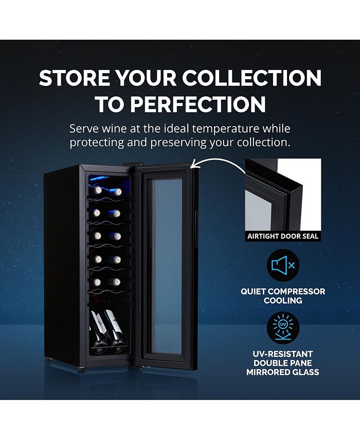 Newair Shadow Series Wine Cooler Refrigerator 12 Bottle, Freestanding