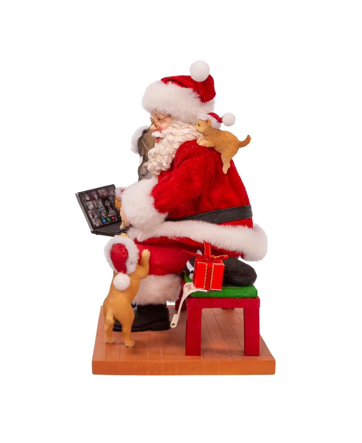 Kurt Adler Fabriche Santa with Laptop and Pets