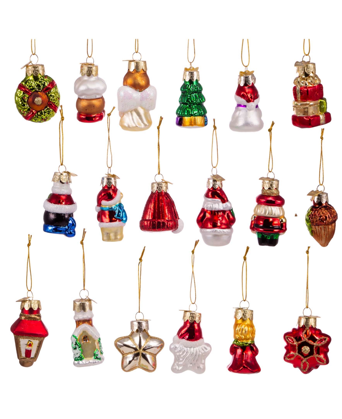 Kurt Adler 2-2.5" Mini Christmas Shape Glass Ornaments, 18 Piece Set In Clear