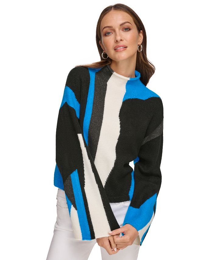 DKNY Asymmetric Mock Neck Sleeveless Sweater