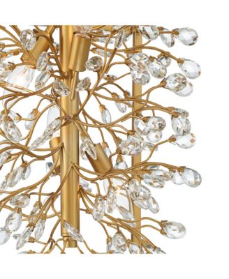 Light Brass Gold Pendant Chandelier 15 1/4" Wide Modern Clear Crystal 4-Light Fixture for Dining Room House