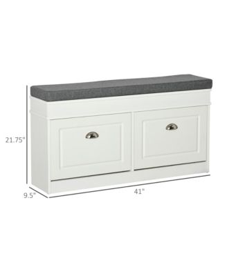 Shoe Bench, Storage Organizer W/ 2 Drawers, Holds 8 Pairs,