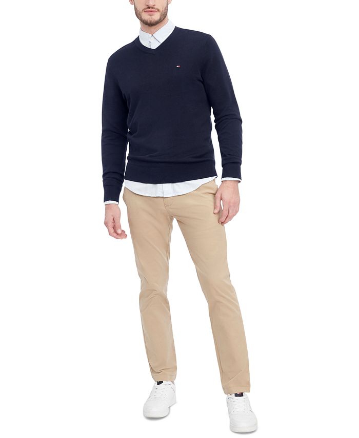 Tommy Hilfiger Men's Essential Solid V-Neck Sweater - Macy's