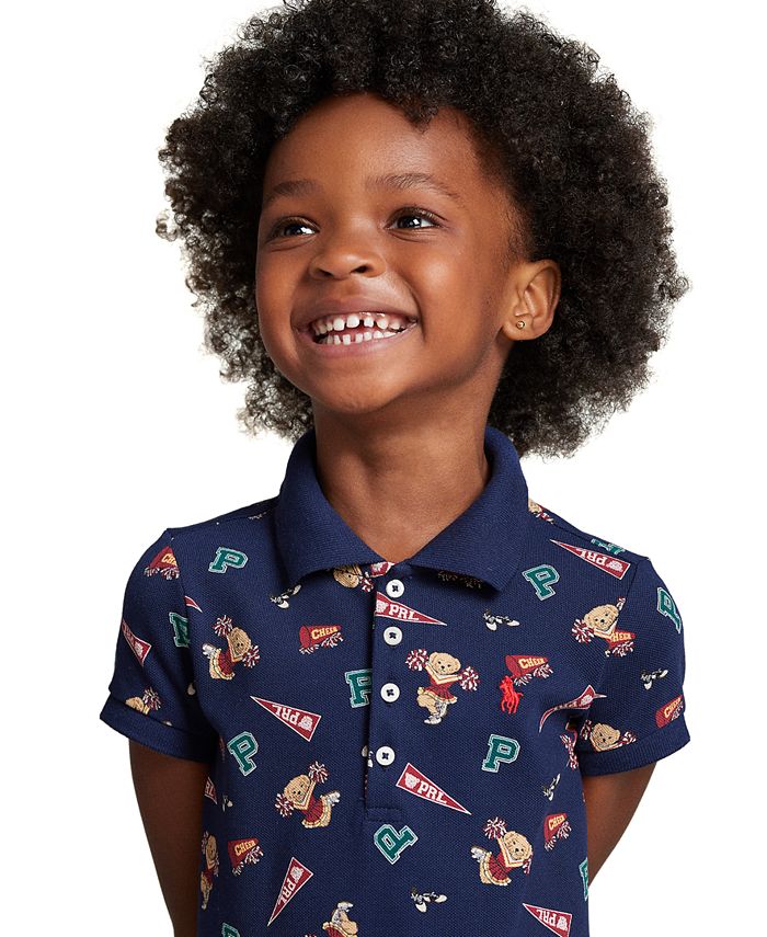 Polo Ralph Lauren Toddler and Little Girls Polo Bear Cotton Mesh Polo