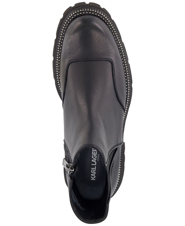 KARL LAGERFELD PARIS Men s Tumbled Leather Side Zip Chelsea Boots