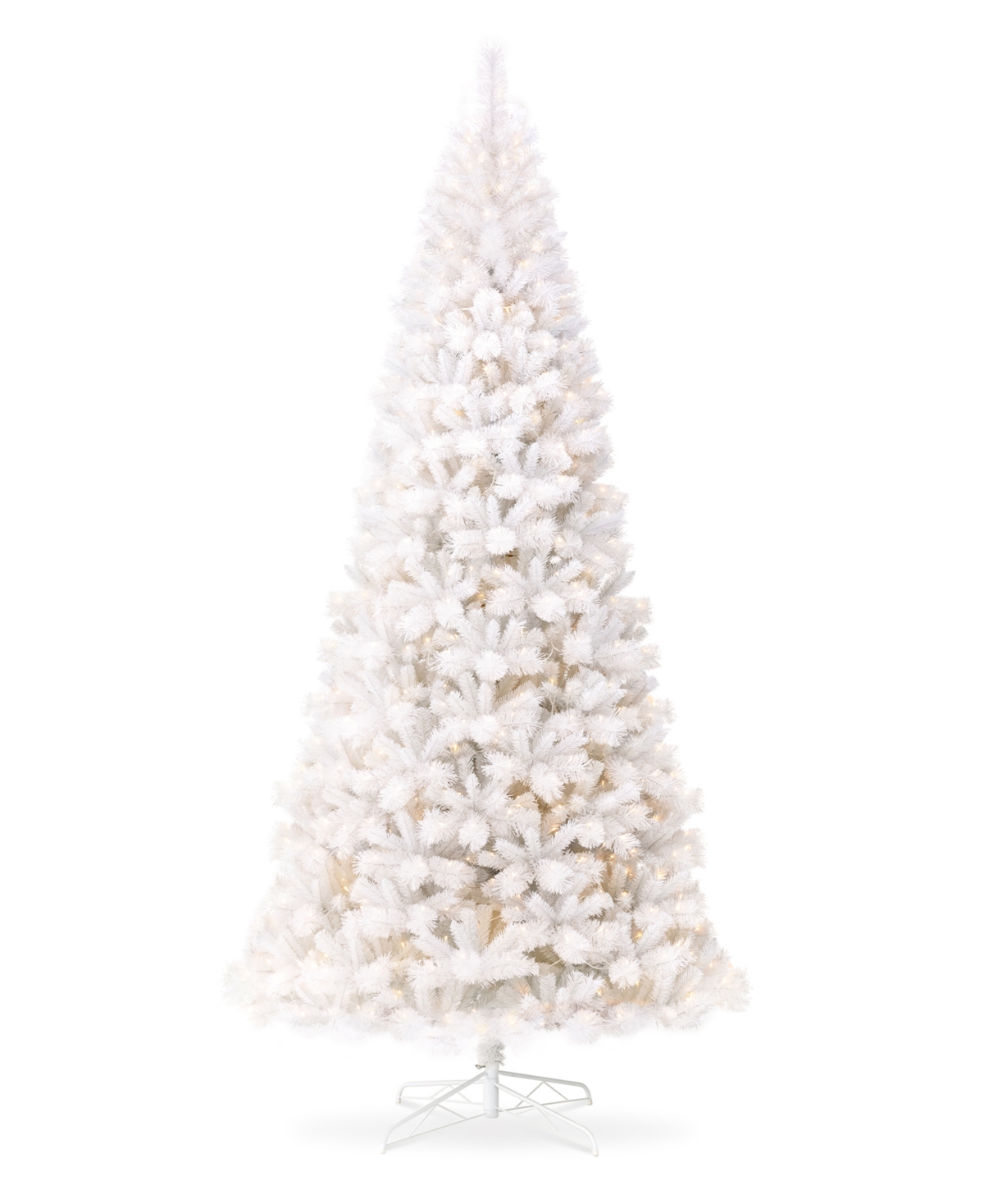 Glitzhome 10' Pre-lit Pine Slim Artificial Christmas Tree With 800 Warm Lights, Three Function In White