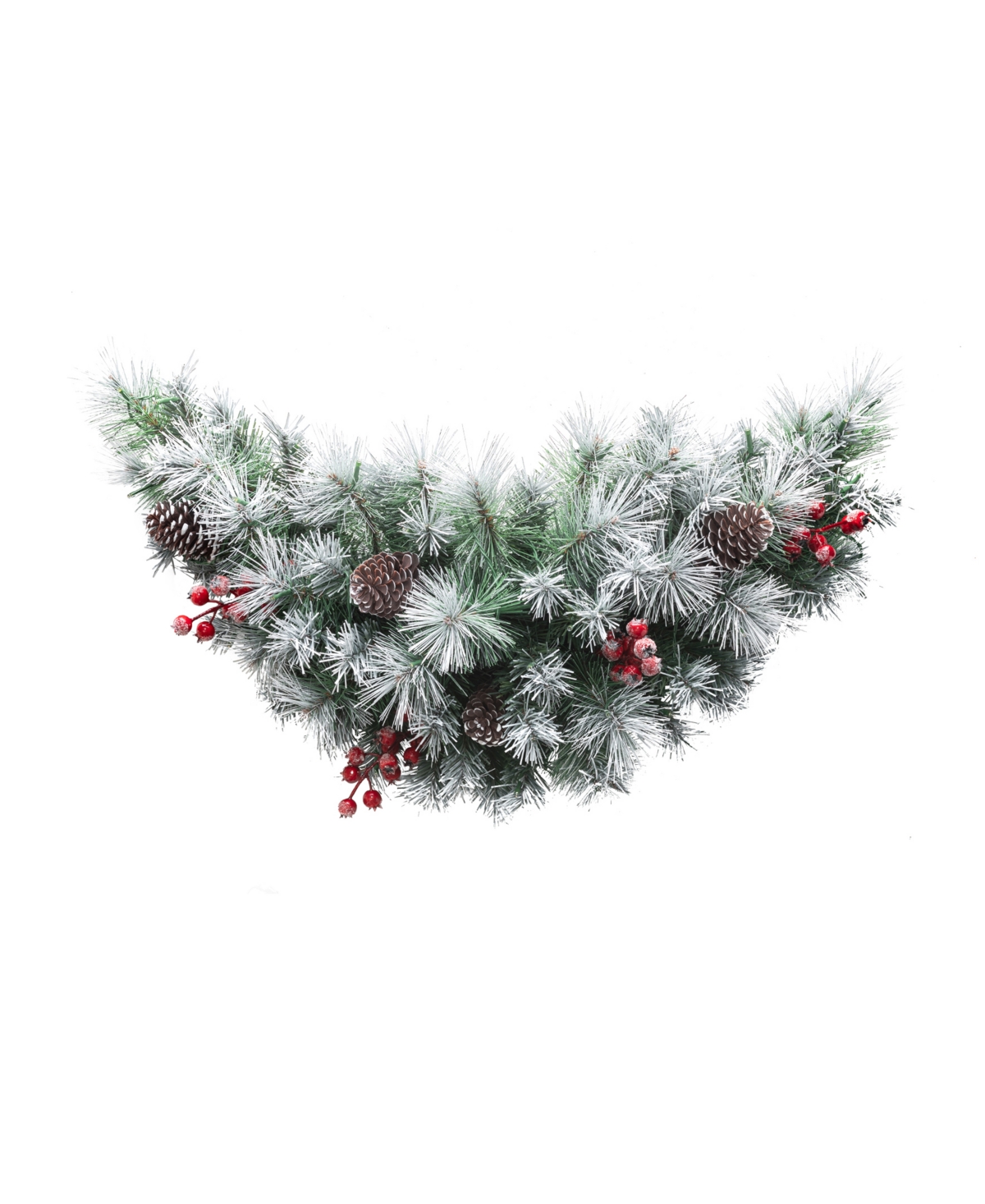 Glitzhome Pre-Lit Pinecones and Red Berries Artificial Christmas Swag with 50 Warm White Lights and Timer