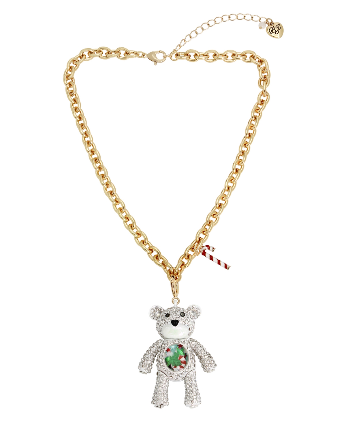 Betsey Johnson Faux Stone Bear Convertible Ornament Necklace In White