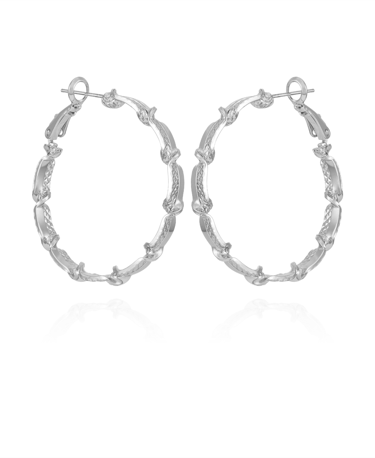 T Tahari Modern Hoop Earrings In Silver