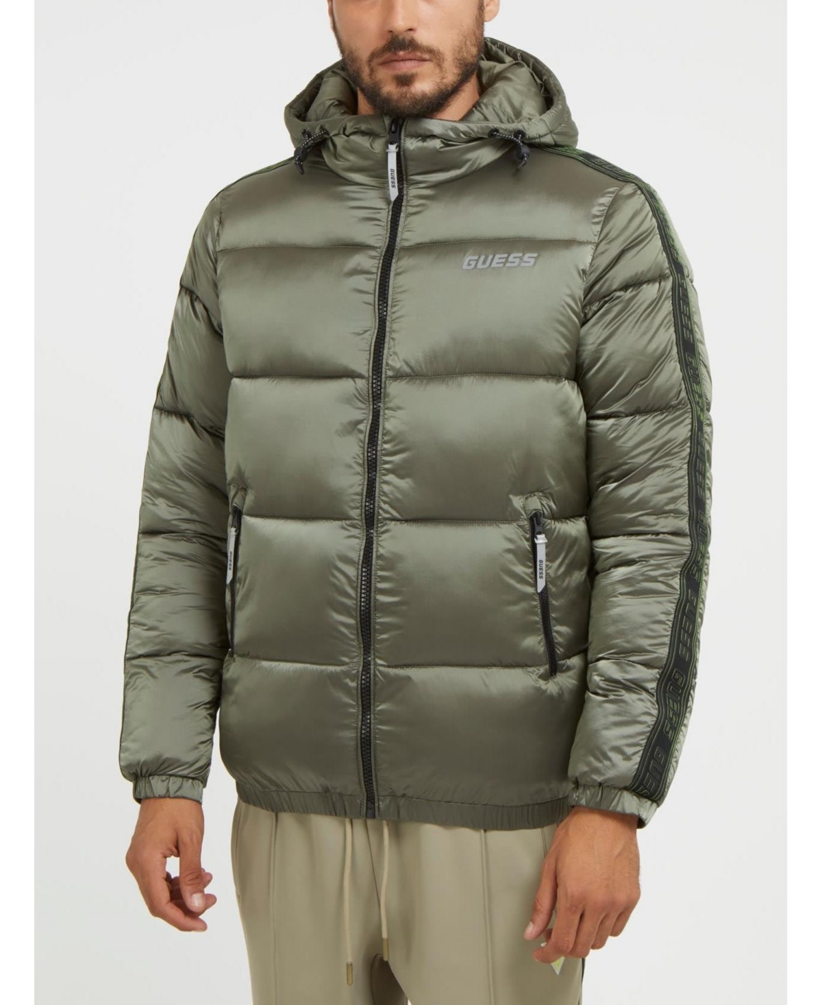 Guess Men's Byrnie Padded Puffer Jacket In Green